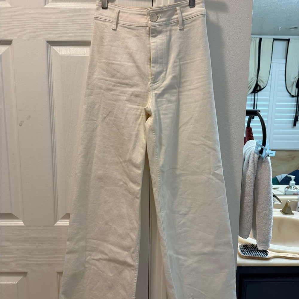 Zara Cream The Marine Straight Pants